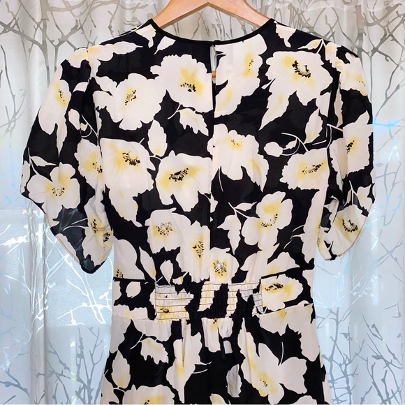BA&SH black white yellow Robe Fairy floral print midi dress - Picture 10 of 13